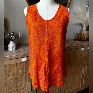 FLAX | Orange Linen Floral Tank